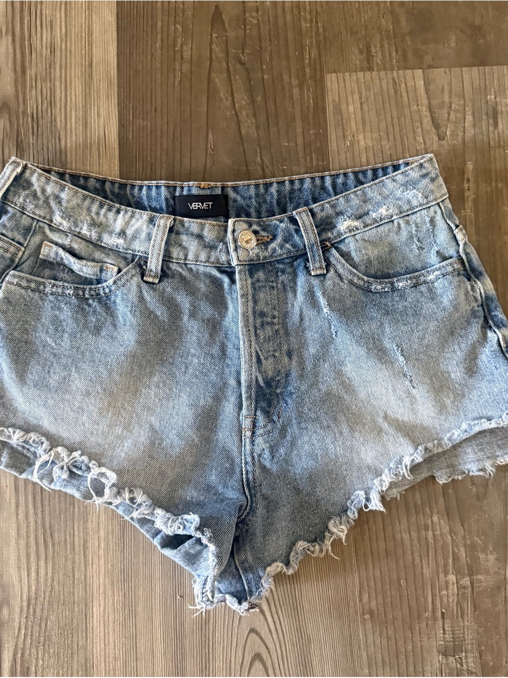 VERVET BY FLYING MONKEY Light Wash Distressed Denim Shorts 💯 cotton